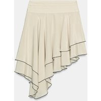 Zara - Asymmetric Ruffled Skirt Zw Collection - Beige / Green - M - Woman | Zara US
