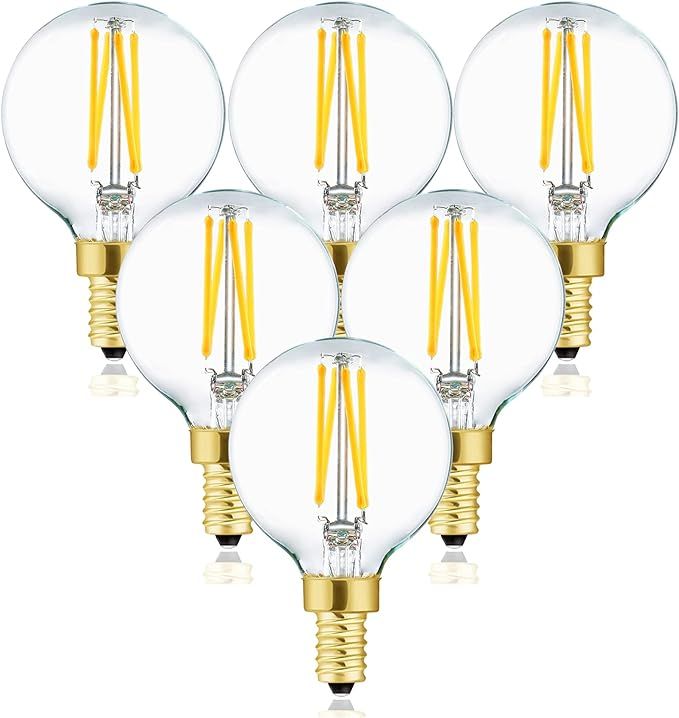 XININSUN Dimmable G16.5 Light Bulb,E12 40 Watt Candelabra Light Bulb,Soft White 3000K 400lm G50 4... | Amazon (US)