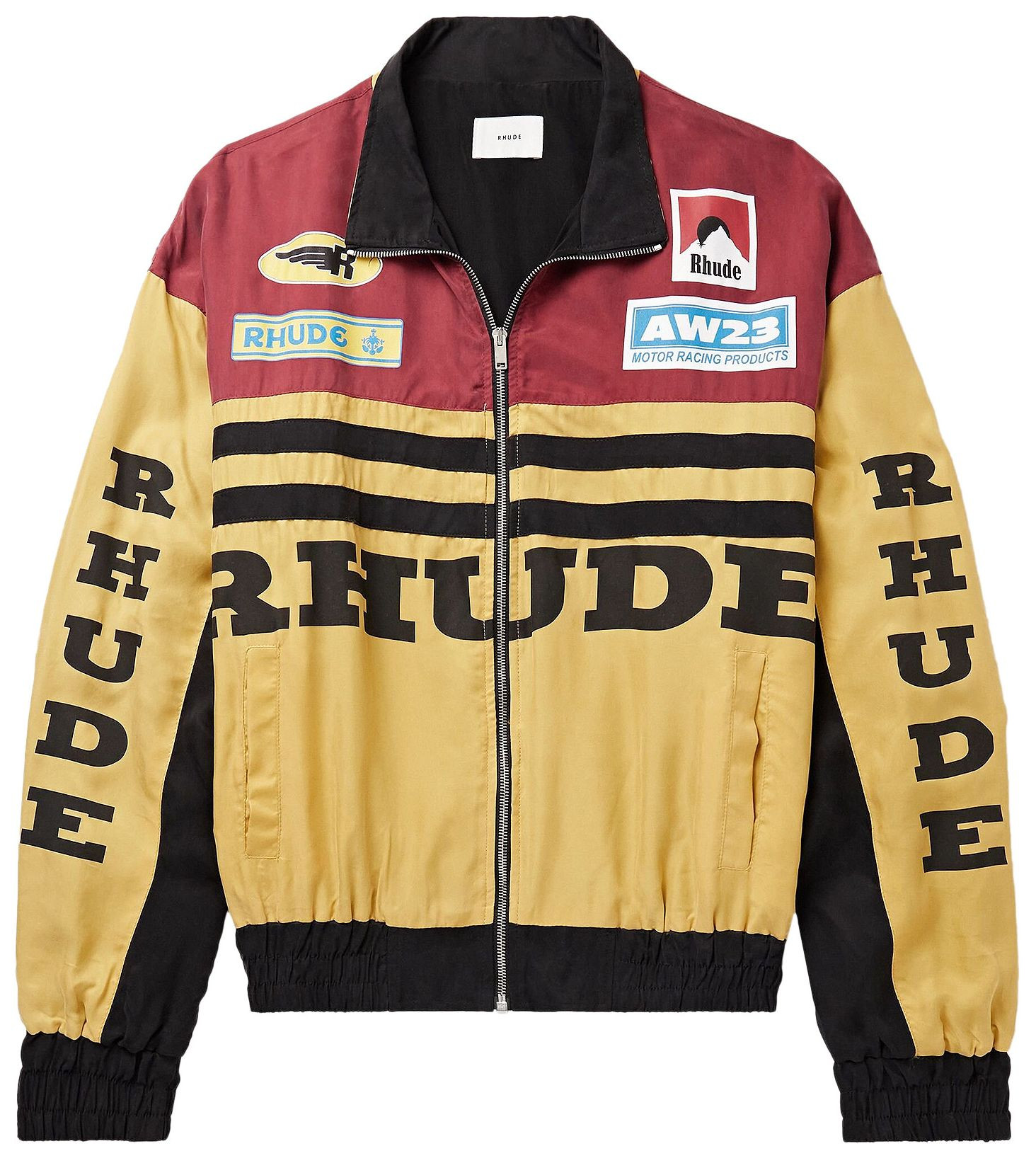 Rhude Rally Jacket 'Mustard/Maroon/Black' | GOAT