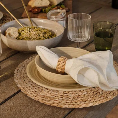 Round Woven Placemats Set Of 8, Boho Farmhouse Rattan Placemats, Rustic Braided Wicker Table Mats For Dinner Plates, Natural Water Hyacinth Placemats | Wayfair North America