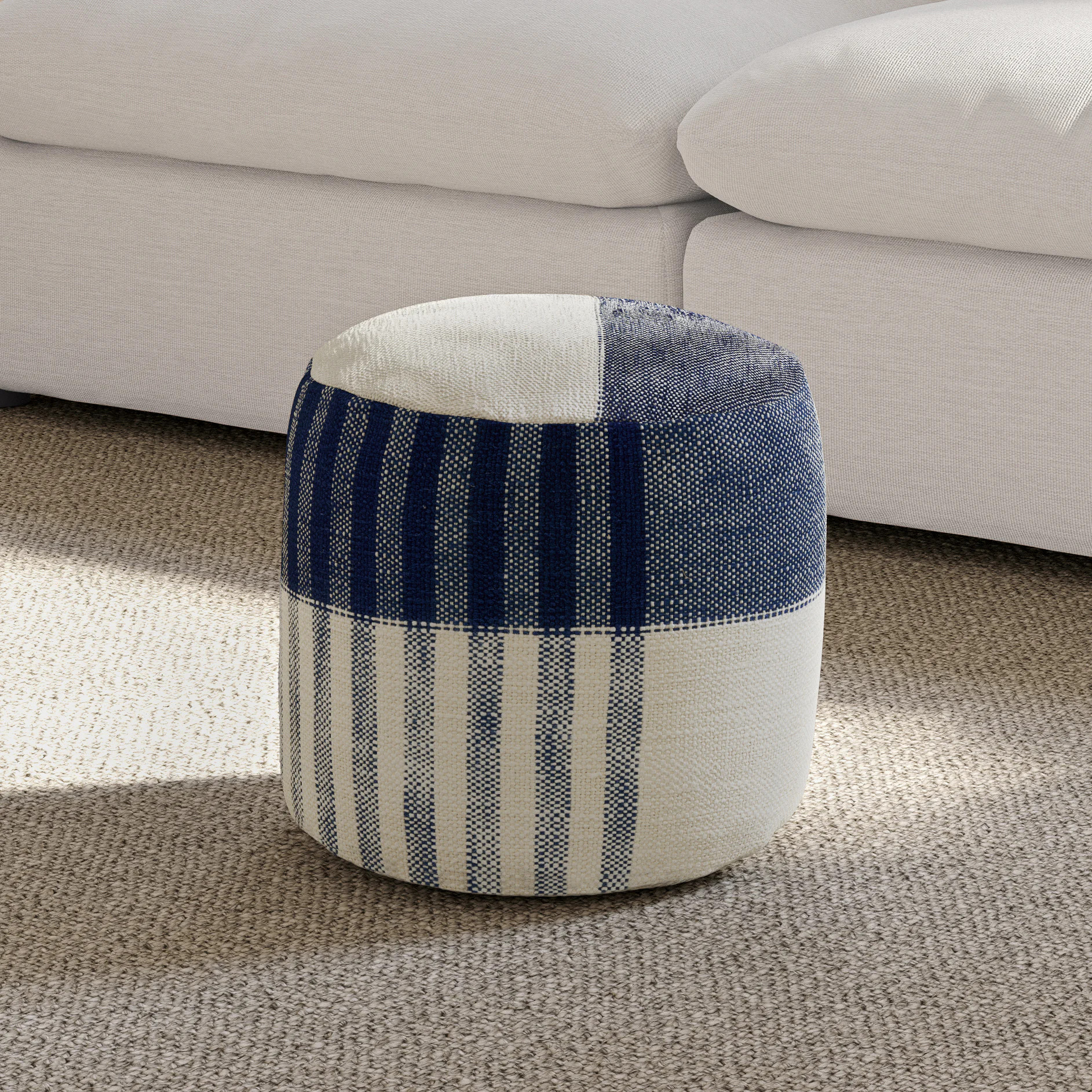 Kaia 16" Pouf - Blue Multi | Article