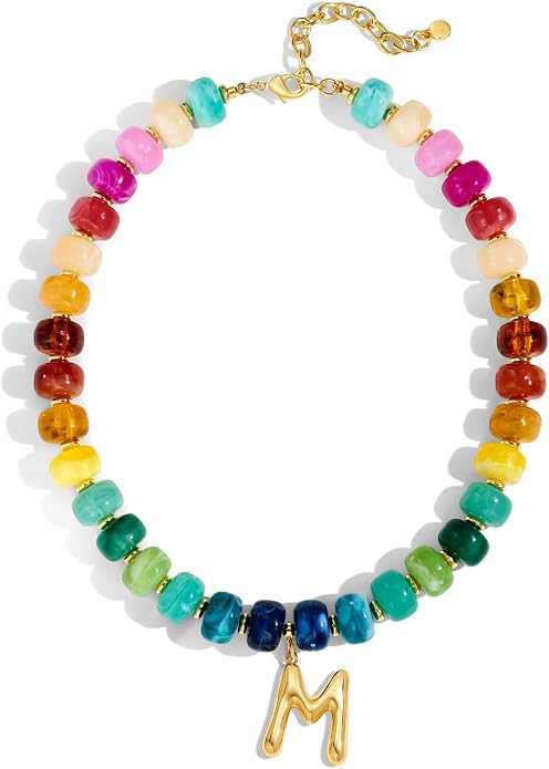 LILIE&WHITE Mothers Day Gifts for Mom Daughter Gold Bubble Initial Pendant Necklaces Marble Resin... | Amazon (US)