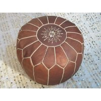 Moroccan Pouf (unstuffed), High Leather Quality, Dark Tan | Bonanza (Global)