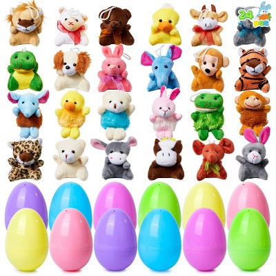 Joyfy 24 Packs Prefilled Easter Eggs with Plush Toy Set, Mini Stuffed Animals Plush Toys for Kids Easter Egg Hunt, Party Favors, Basket Fillers | Target