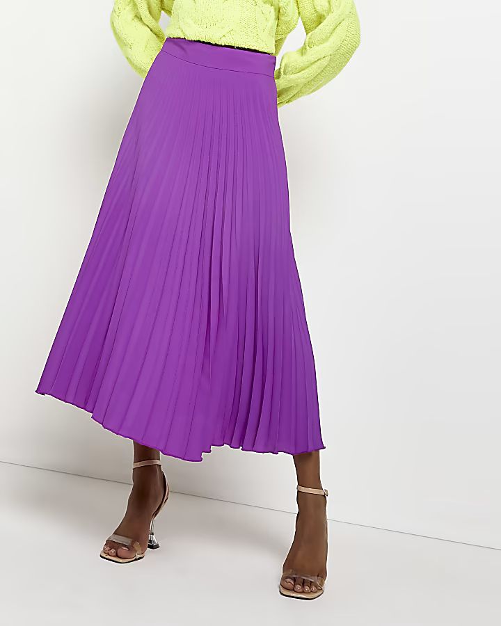 Purple plisse midi skirt | River Island (UK & IE)