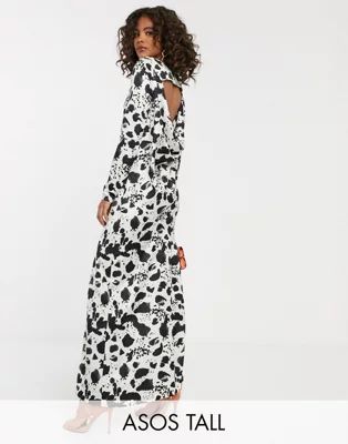 ASOS DESIGN Tall maxi dress with cowl back in splodge print | ASOS US