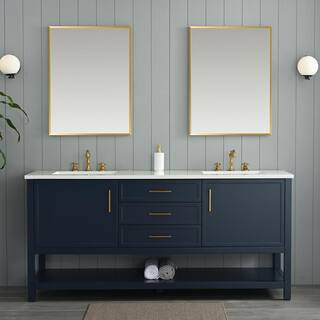 SUDIO Arlo 72 in W x 22 in D x 34 in H Bath Vanity in Indigo Blue with Engineered Stone Top in Ar... | The Home Depot