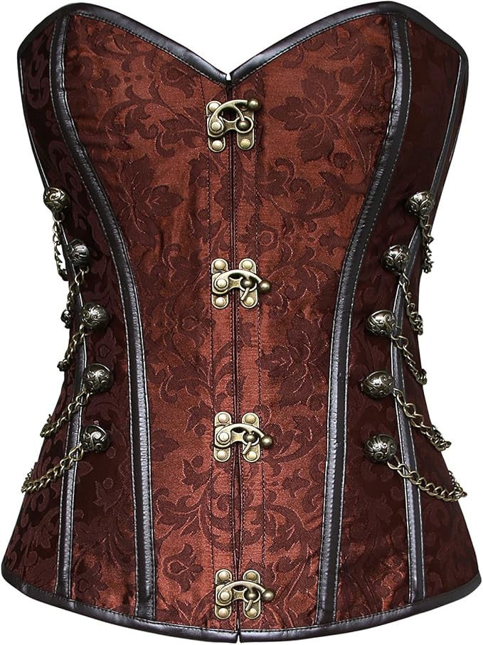 Charmian Women's Spiral Steel Boned Steampunk Gothic Bustier Corset with Chains | Amazon (US)