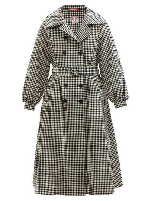 Shrimps - Birch Checked Wool-tweed Trench Coat - Womens - Black White | Matches (US)