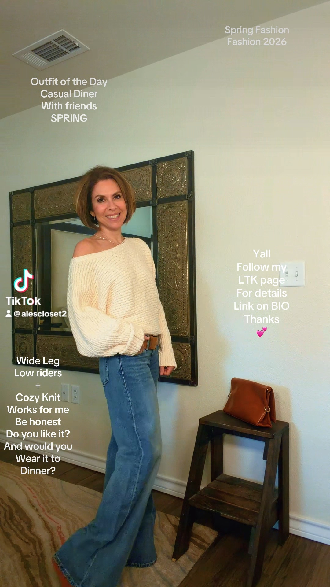 Casual dinner look that feels effortless but still put together 🤍
I’m loving this combo of low rise wide leg jeans with an off shoulder knit… it gives that relaxed, feminine vibe without trying too hard.

Wearing size 25 in the Lucky low rise wide leg jeans
and a size small in the off shoulder sweater for that extra baggy, cozy fit.

This is one of those outfits you can wear on repeat for dinner, errands, or a casual night out ✨
Everything is linked for you below.


#ltkstyle #ltkfashion #ltkunder100 #springoutfit #casualchic #widelegjeans #everydaystyle #effortlesslooks

#LTKOver40 #LTKSeasonal