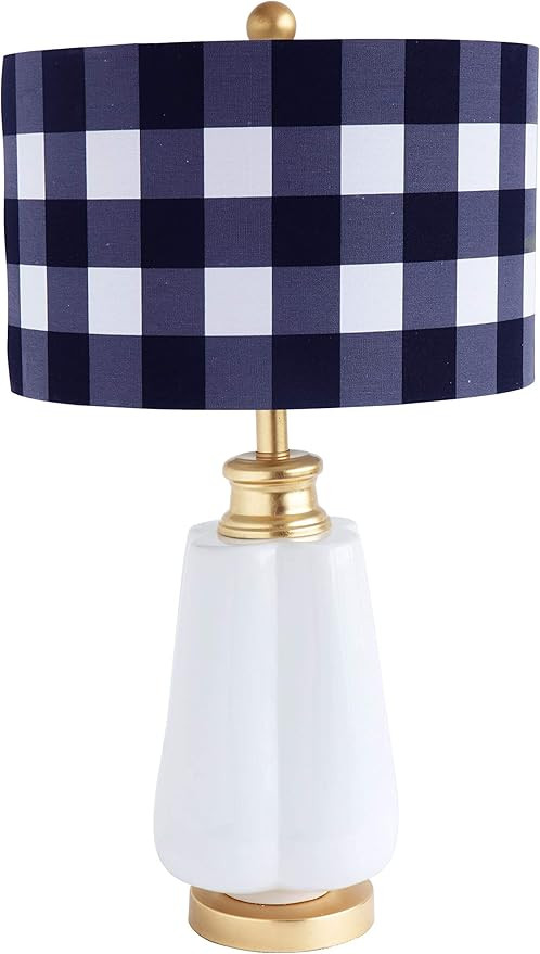 Creative Co-Op Ceramic Gingham Linen Shade Table Lamps, Gold | Amazon (US)