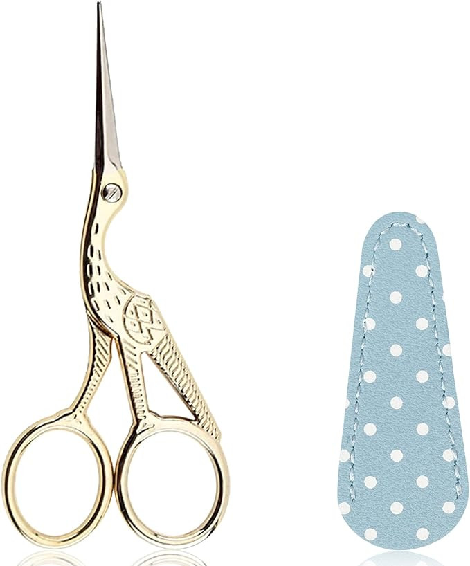 BIHRTC Small Craft 4.5Inch Embroidery Scissors with Artificial Leather Cover Stainless Steel Tip ... | Amazon (US)