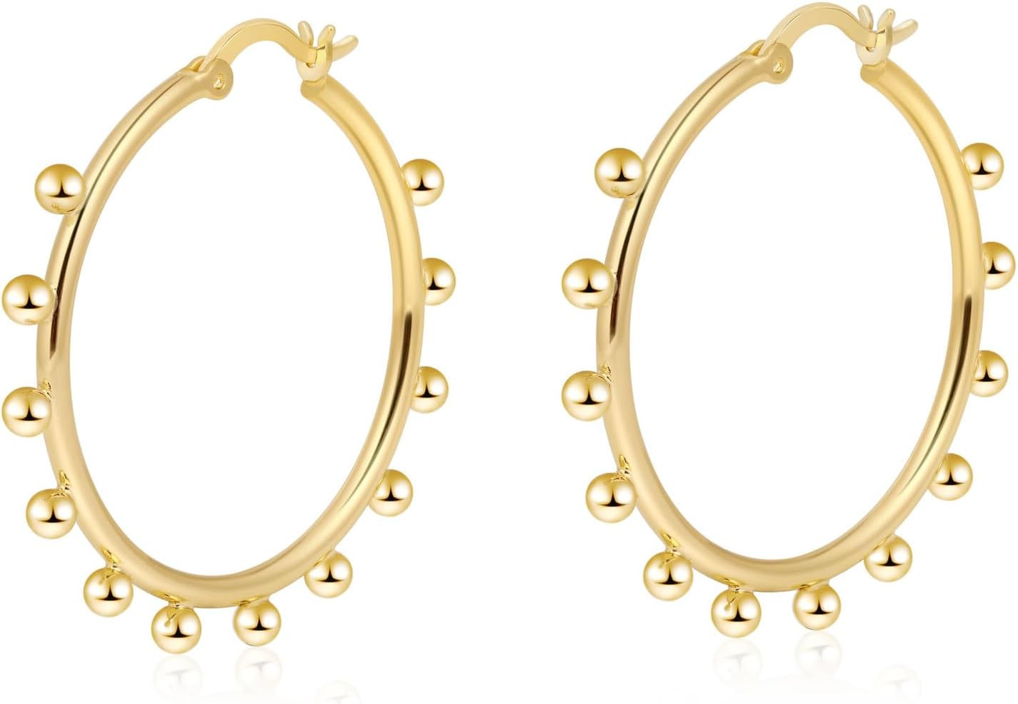 Amicon Chunky Gold Stud Earrings for Women 14k Gold Plated Hypoallergenic Earrings Statement Trendy Fashion Gold Jewelry Gifts | Amazon (US)