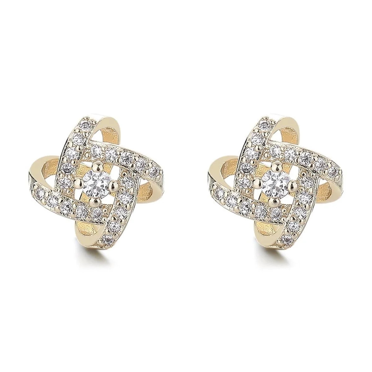 14K Gold Love Knot Stud Earrings with crystals from Swarovski Gold over sterling silver Butterfly... | Walmart (US)