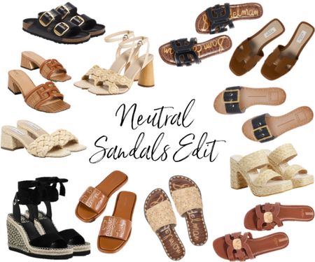 All mr favorite neutral sandals right now! 
.
Black sandals brown sandals raffia sandals heeled sandals beach vacation resort wear 

#LTKSeasonal #LTKshoecrush #LTKunder50