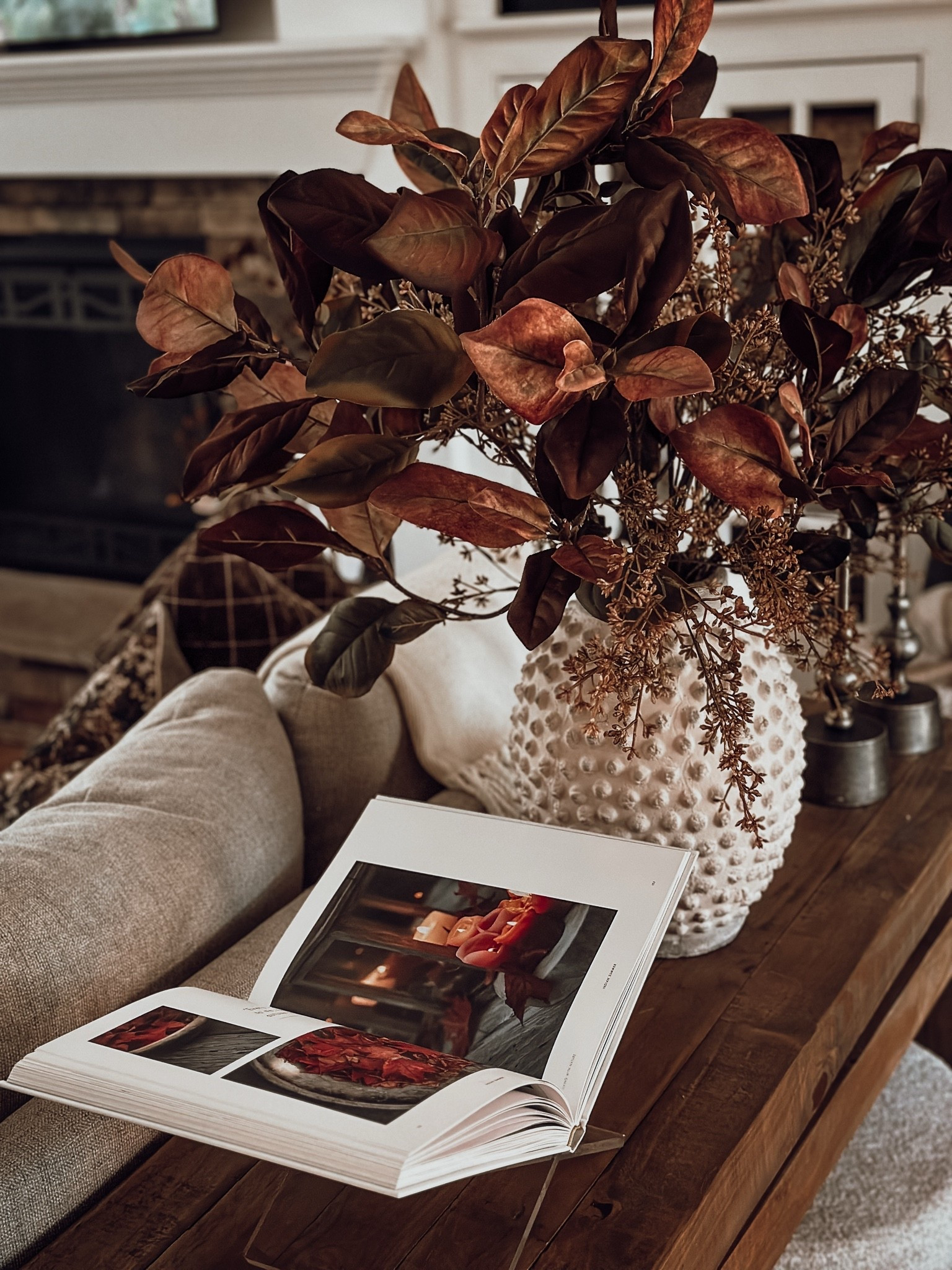 Favorite display book for all seasons and a stunning faux floral fall arrangement from Michael’s. 6 magnolia stems and 5

#LTKSeasonal #LTKHome