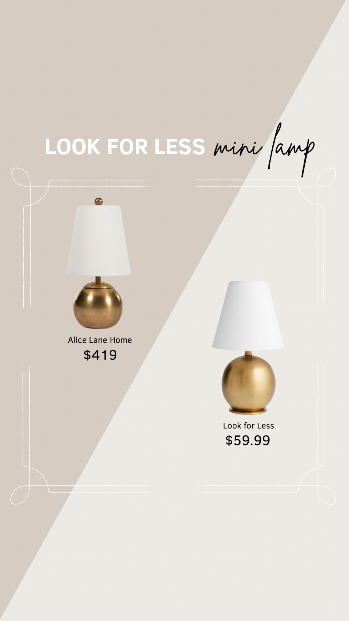 Brass mini lamp - perfect for styling a kitchen, bookshelf, bookcase, desk top, accent table.


Alice Lane Penny lamp look for less, save verses splurge lighting

#LTKhome #LTKsalealert #LTKfindsunder100