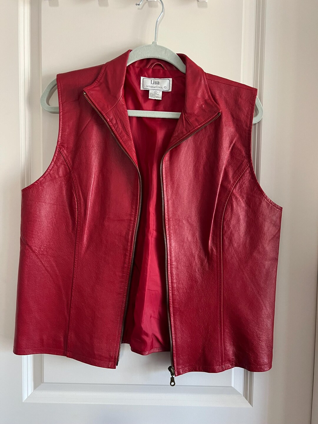 Vintage Red Leather Vest - Jessica Brand - Size Large - Etsy | Etsy (US)