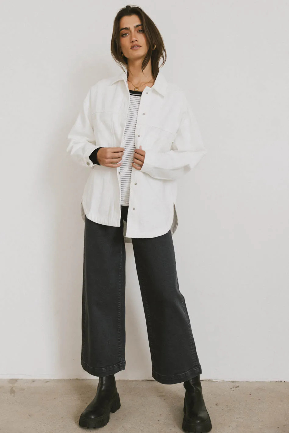 Eloise Denim Jacket in Ivory | Böhme US