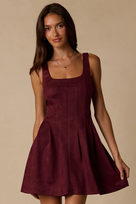 Sedona Burgundy Suede Mini Dress | Lulus