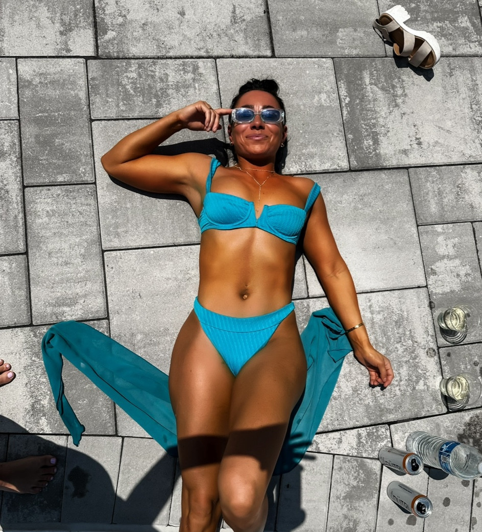 Most flattering swimsuit ever. They don’t have this exact color anymore, but many many other styles and colors to choose from. 

Size s top & bottom 

Bikini 
Beach 
Travel 

#LTKswim #LTKSeasonal