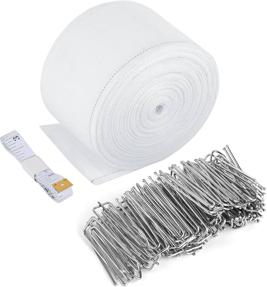 Curtain Pleat Tape with 30 Pcs Hooks, 6.6 Yards /6 Meters Pleater Tape for Curtains, Included 30P... | Amazon (US)