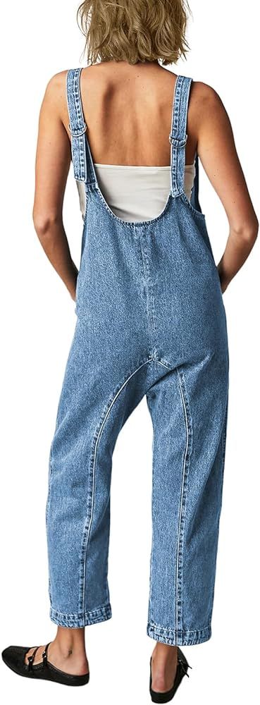 MAOECO High Roller Denim Overalls for Women Casual Sleeveless Loose Baggy Jumpsuits Jeans Pants O... | Amazon (US)