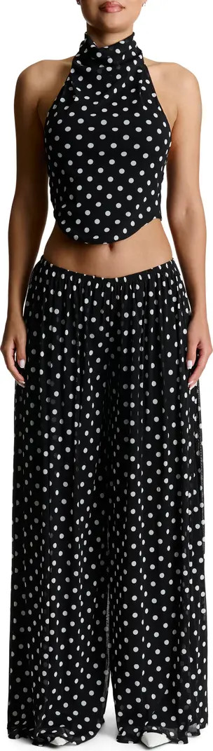 Naked Wardrobe Polka Dot Mesh Wide Leg Pants | Nordstrom | Nordstrom