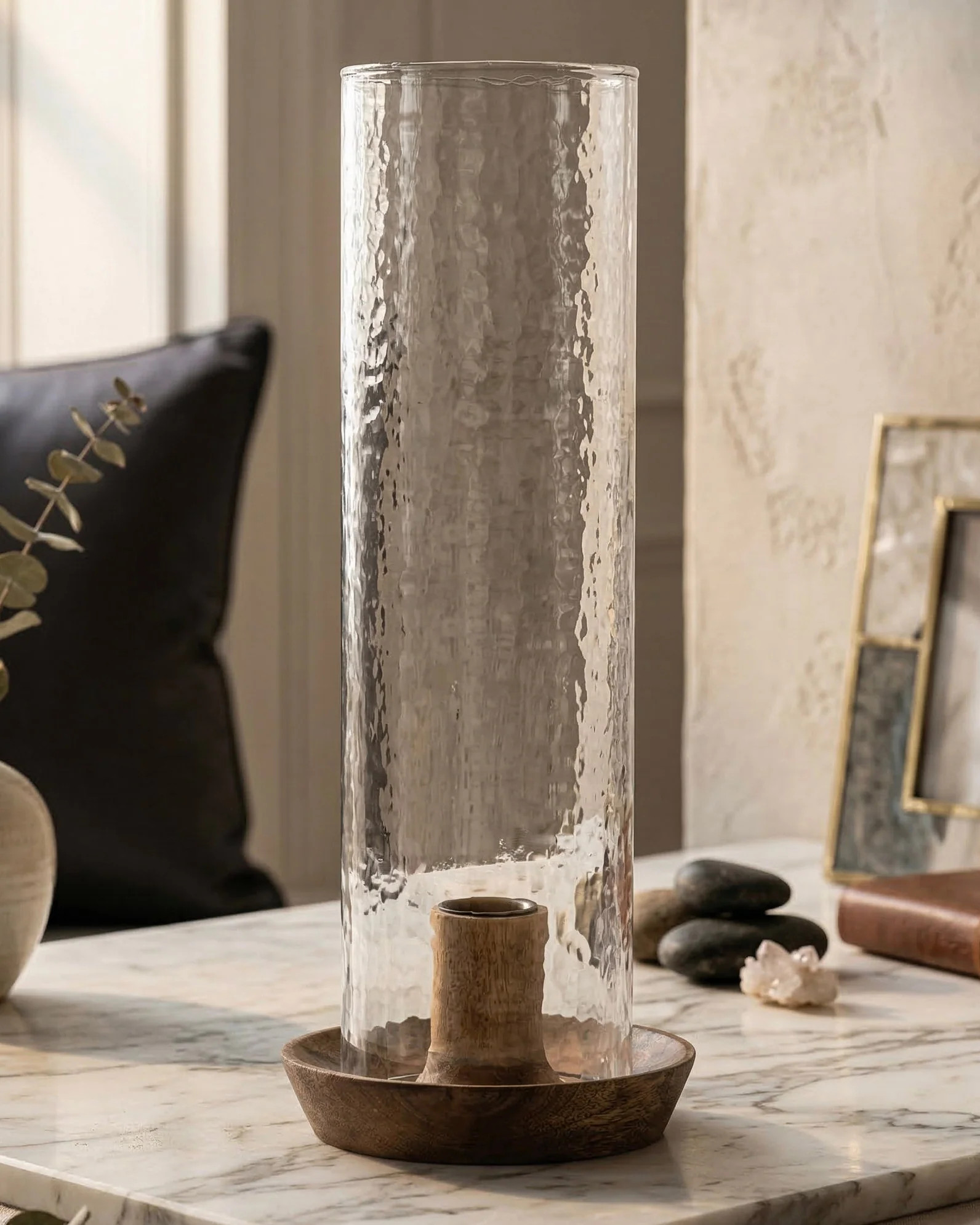 Hammered Glass Hurricane Taper Holder | MJHome