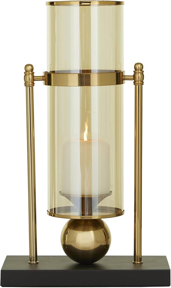 CosmoLiving by Cosmopolitan Metal Pillar Candle Holder with Metal Stand, 10" x 5" x 17", Gold | Amazon (US)