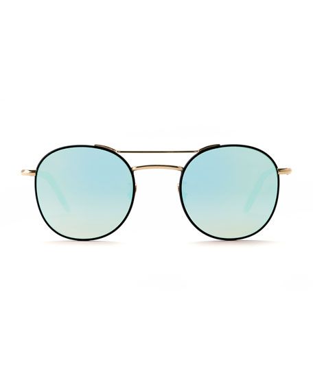 Orleans Mirrored Metal Universal-Fit Sunglasses, Rose Gold | Neiman Marcus