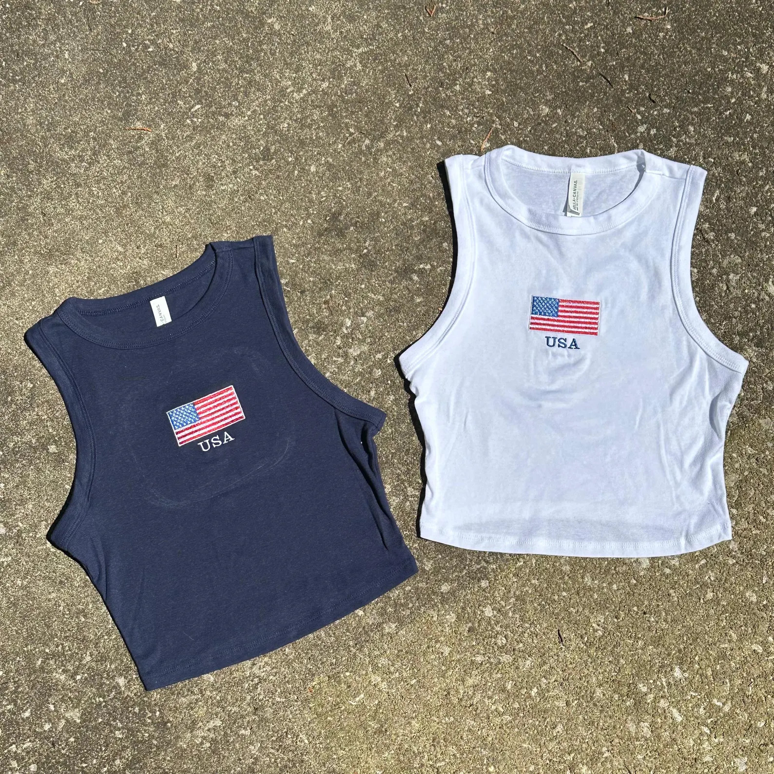 USA Embroidered Crop Tank Top 4th of July Summer Baby Tee | Etsy (Global)