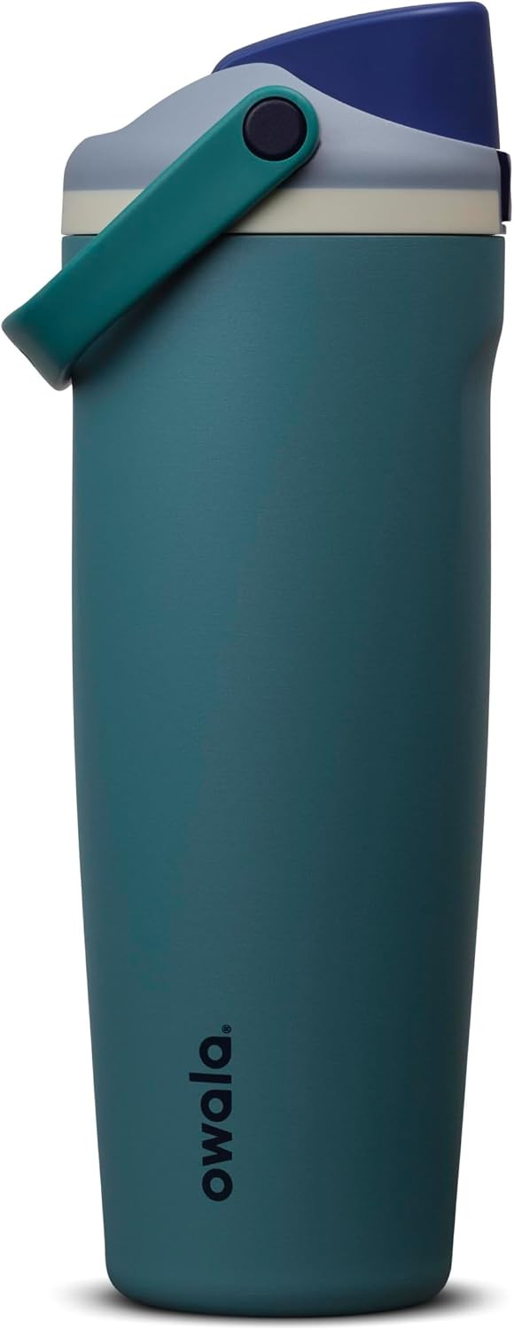 Owala FreeSip Sway Insulated Stainless Steel Water Bottle with Two-Way Spout, Built-In Straw and Bucket Handle, Made for Travel, School, and Sports, 30oz, BPA Free, Leak Proof, Denim | Amazon (US)