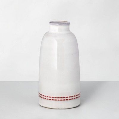 8&#34; Dash Stripe Stoneware Decor Vase Red/Sour Cream - Hearth &#38; Hand&#8482; with Magnolia | Target