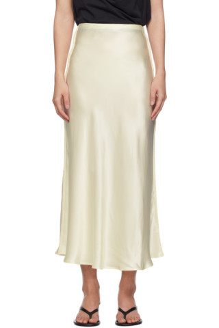 Silk Laundry - Beige Bias-Cut Midi Skirt | SSENSE