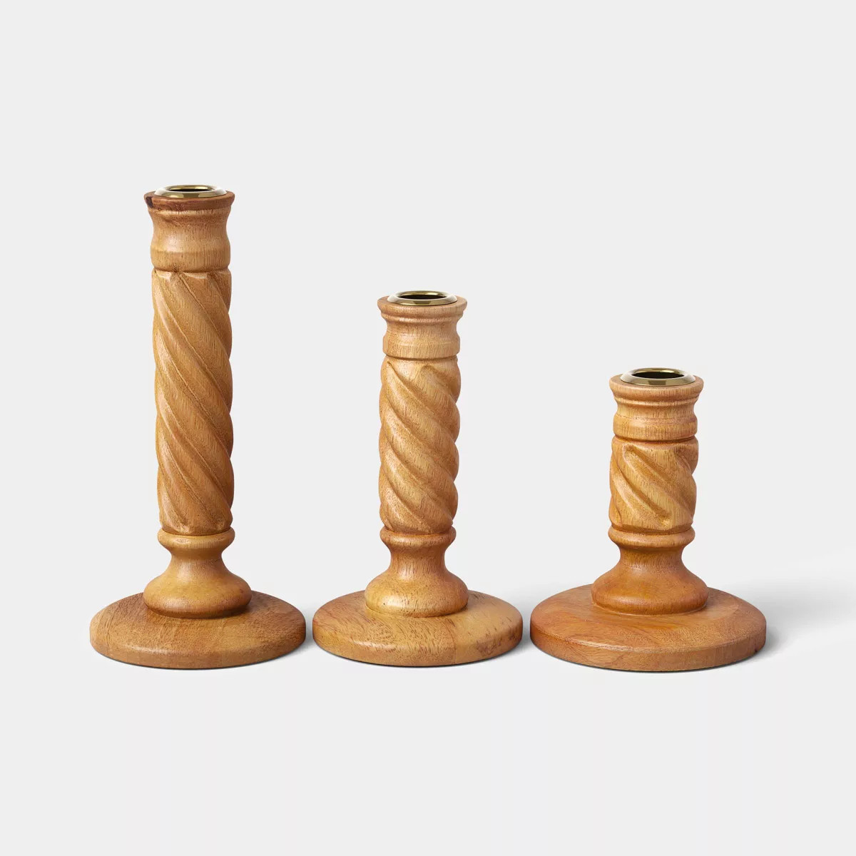Set of 3 Wood Taper Candle Holders - Threshold™ | Target