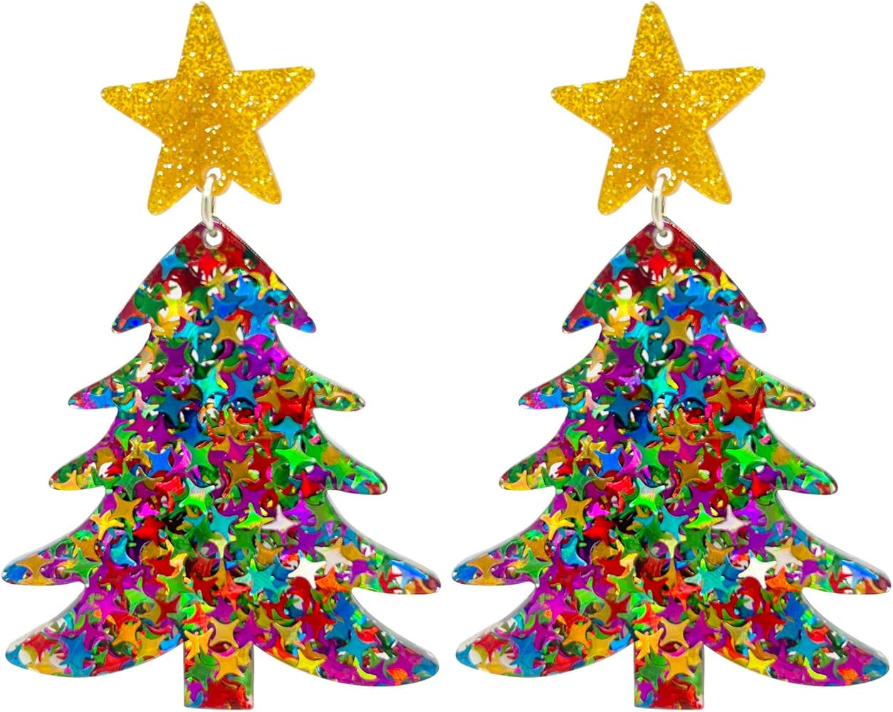 Christmas Tree Earrings for Women Acrylic Christmas Holiday Earrings Christmas Gifts | Amazon (US)