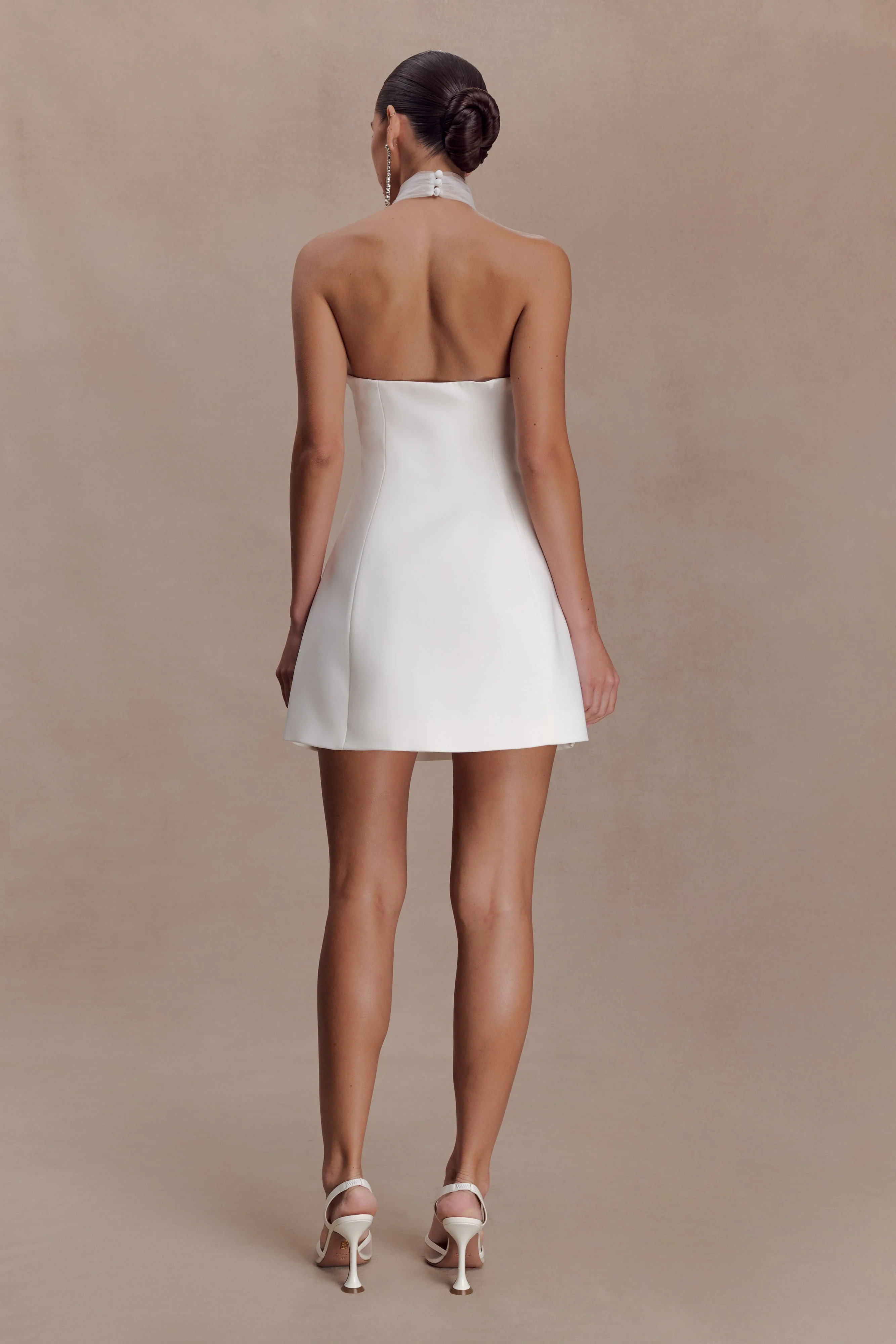 Riley Halter Suiting Mini Dress - Ivory | Meshki UK