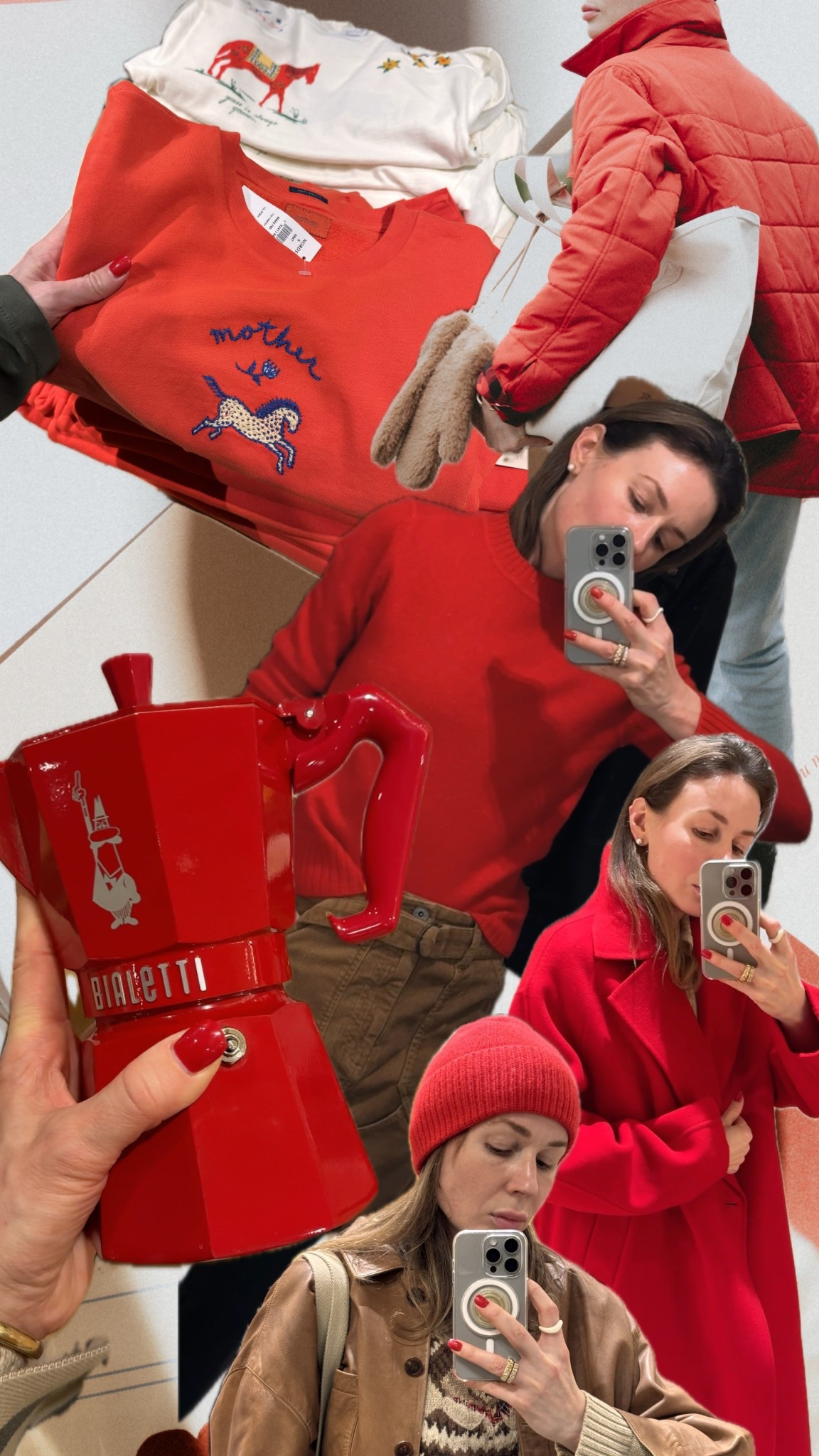 Christmas 🎄 red
My favorite finds in holiday red color: 
1. Bialetti Moka coffee maker 
2. COS oversized double breasted coat
3. J. Crew cashmere hat (Aritzia cashmere beanie is also great but has more orange hue to it)
4. Banana republic merino wool sweater 
5. Target & Woolrich western jacket 

#LTKCyberWeek #LTKHoliday #LTKGiftGuide