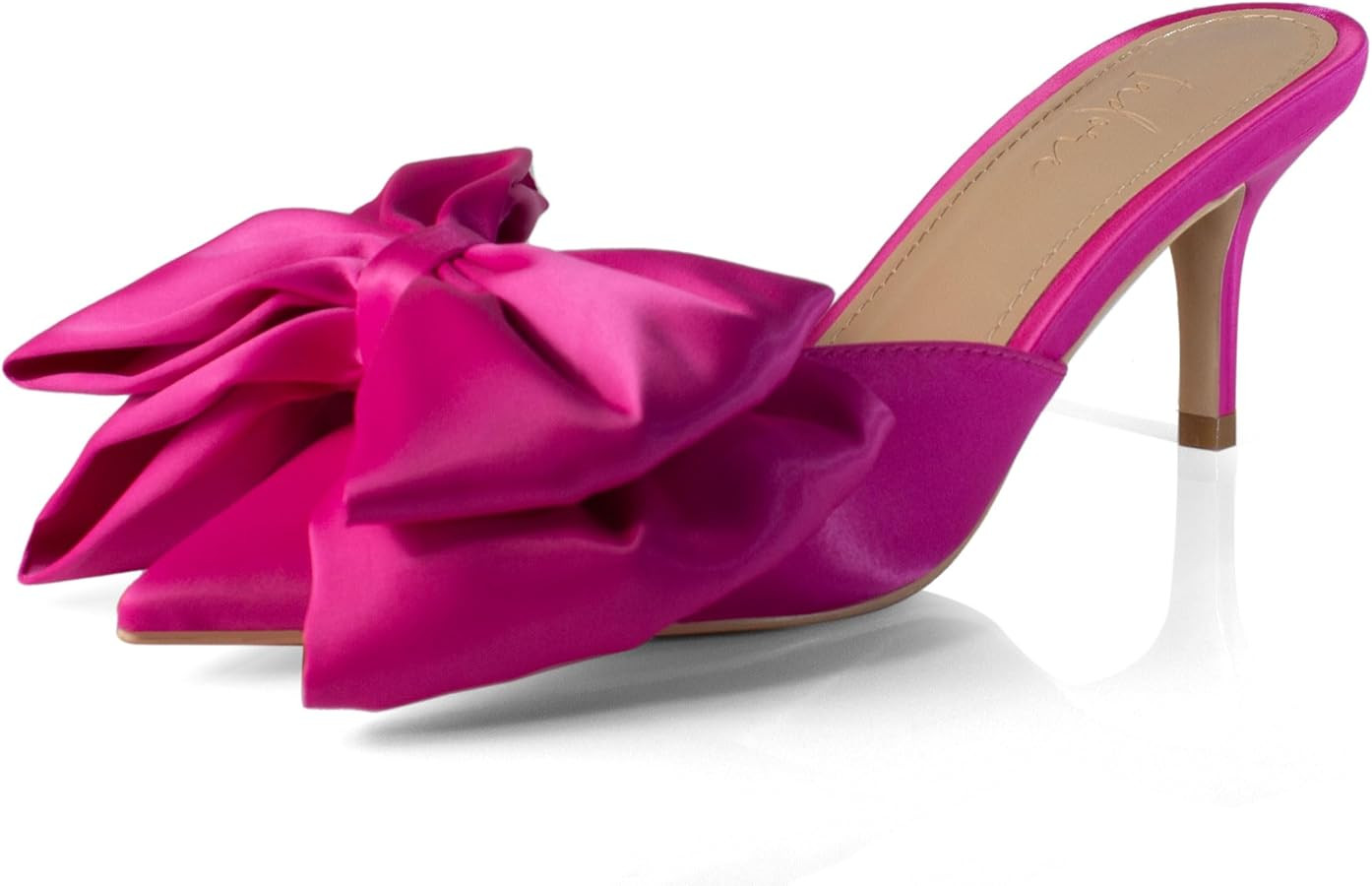 iadore Women's High Heel Sandals, 3'' Satin Closed Pointed Toe Oversized Bow Slip-on Stiletto Sli... | Amazon (US)