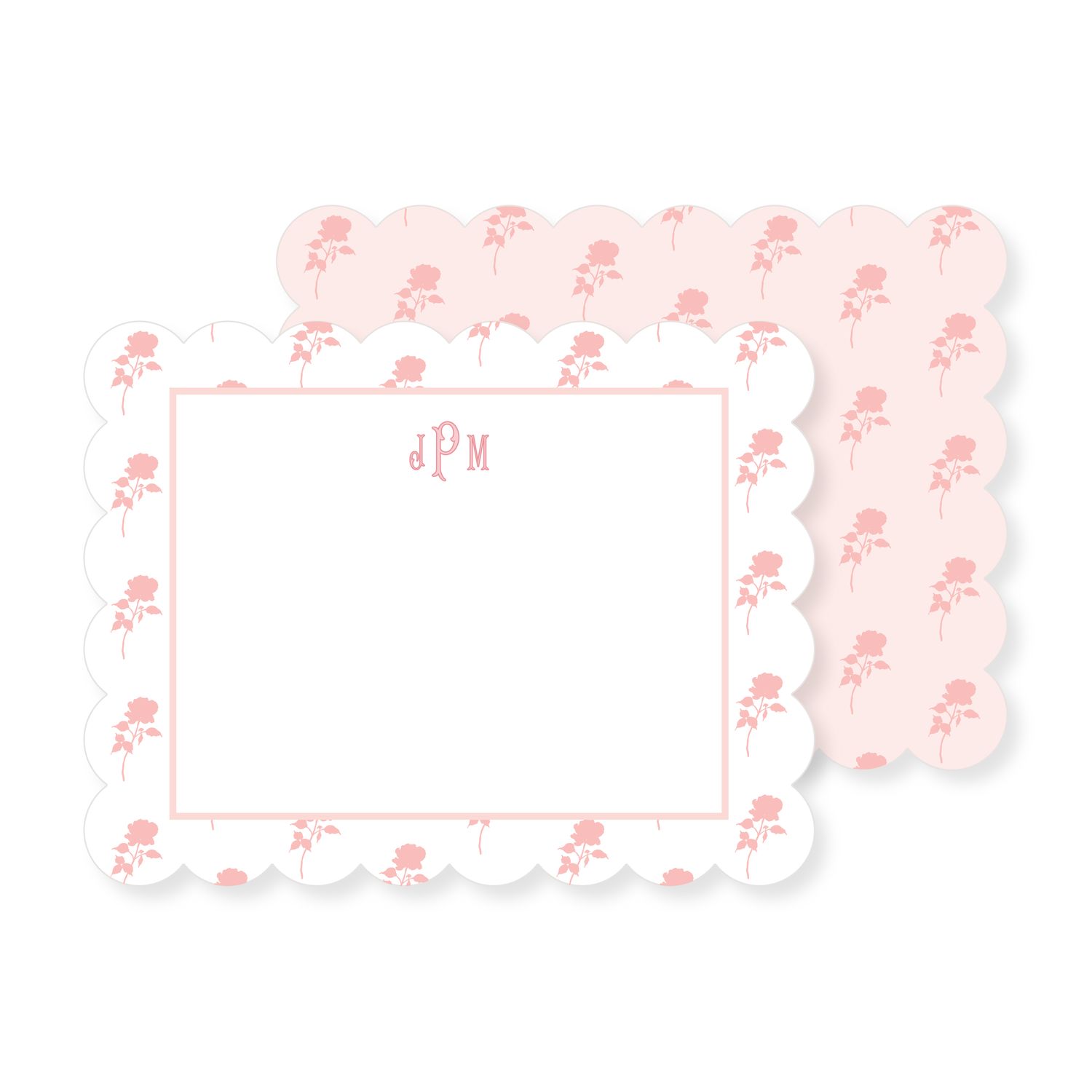 Pink Rose Block Print Personalized Stationery — Simply Jessica Marie | Simply Jessica Marie