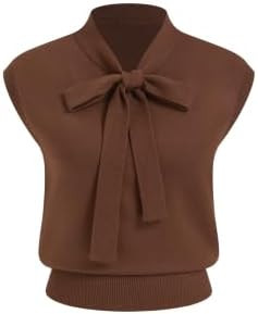 CIDER Sweater Vest Women Bow Tie Cap Sleeve Cropped Sweaters | Amazon (US)