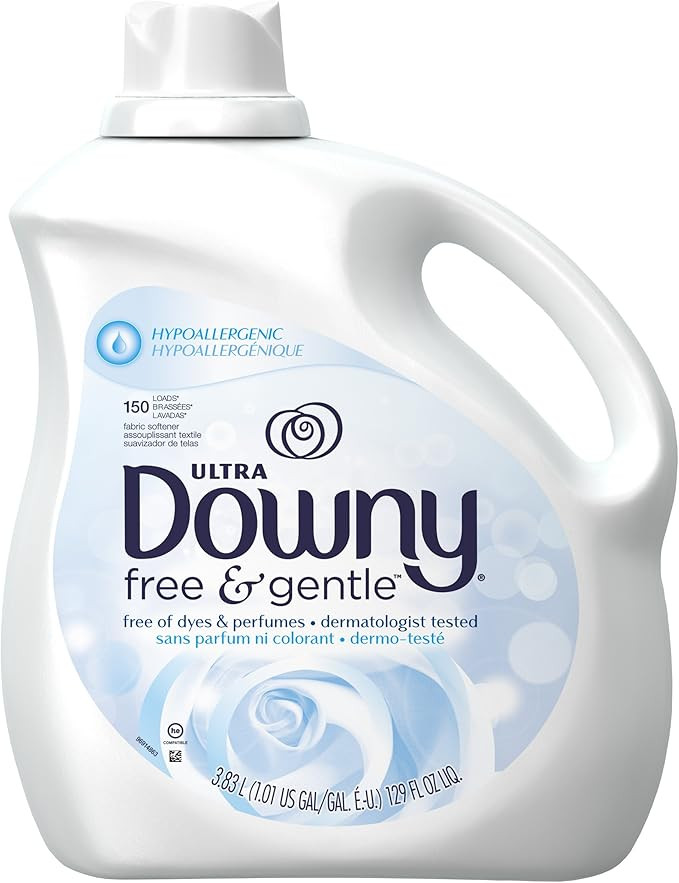 Downy Ultra Fabric Softener Free and Gentle Liquid 150 Loads, 129-Ounce | Amazon (US)