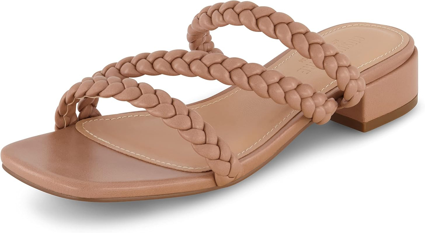 CUSHIONAIRE Women's Newton braided low block heel sandal +Memory Foam and Wide Widths Available | Amazon (US)