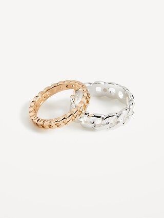 Mixed-Metal Textured Rings 2-Pack for Women | Old Navy (US)