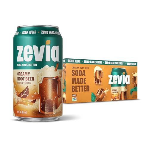 Zevia Zero Sugar Soda, Creamy Root Beer, 12 oz Cans (8-Pack) – Naturally Sweetened, Non-GMO Project Verified, Gluten-Free, Vegan | Amazon (US)