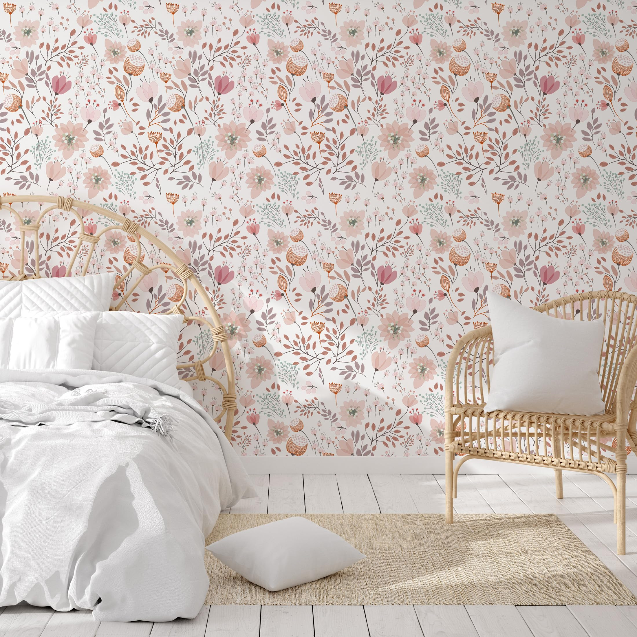 Peel and Stick Boho Pink Floral Peel Stick Wallpaper Contact Paper Removable Self Adhesive Wallpa... | Amazon (US)