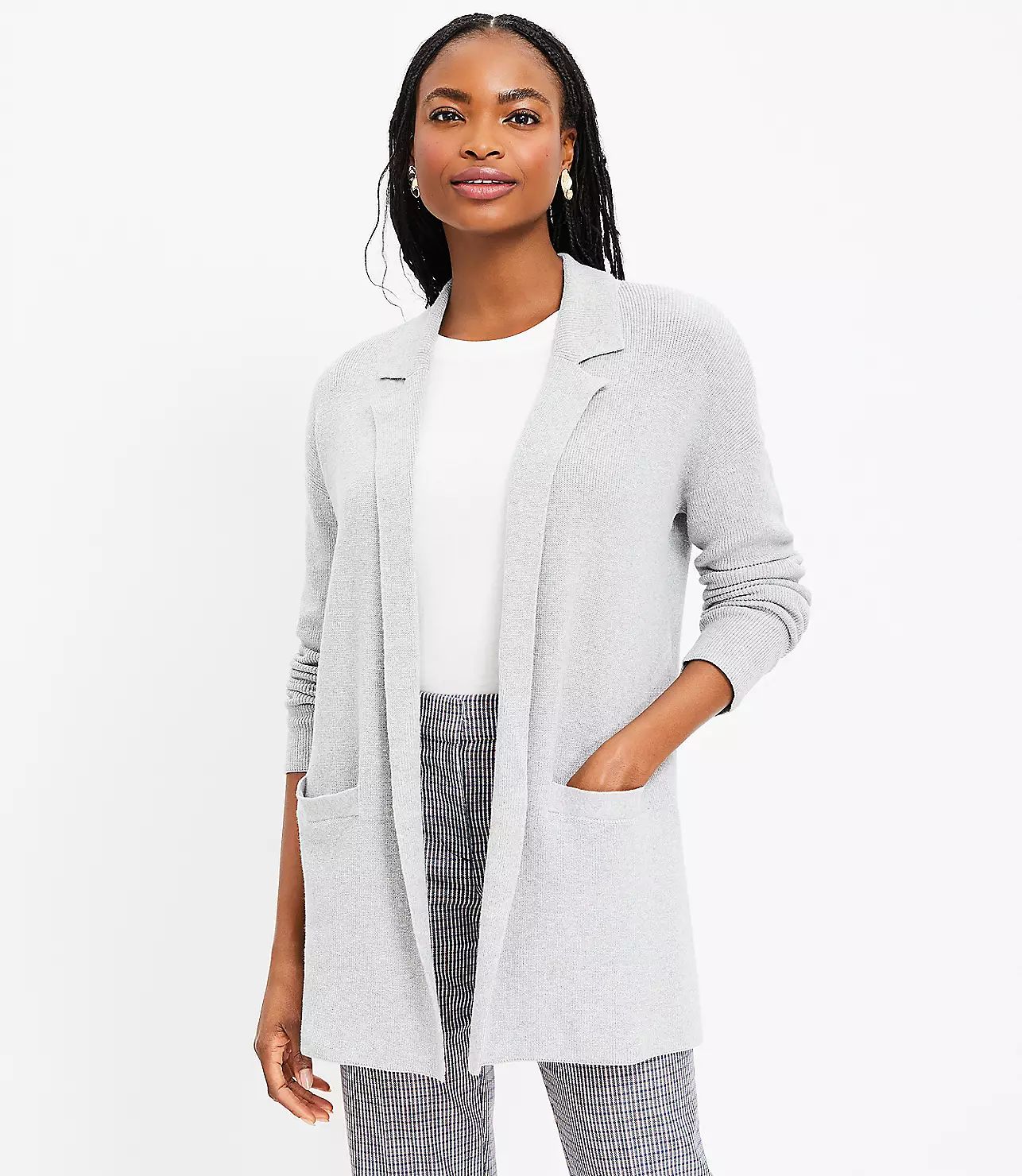 Ribbed Relaxed Open Sweater Blazer | LOFT
