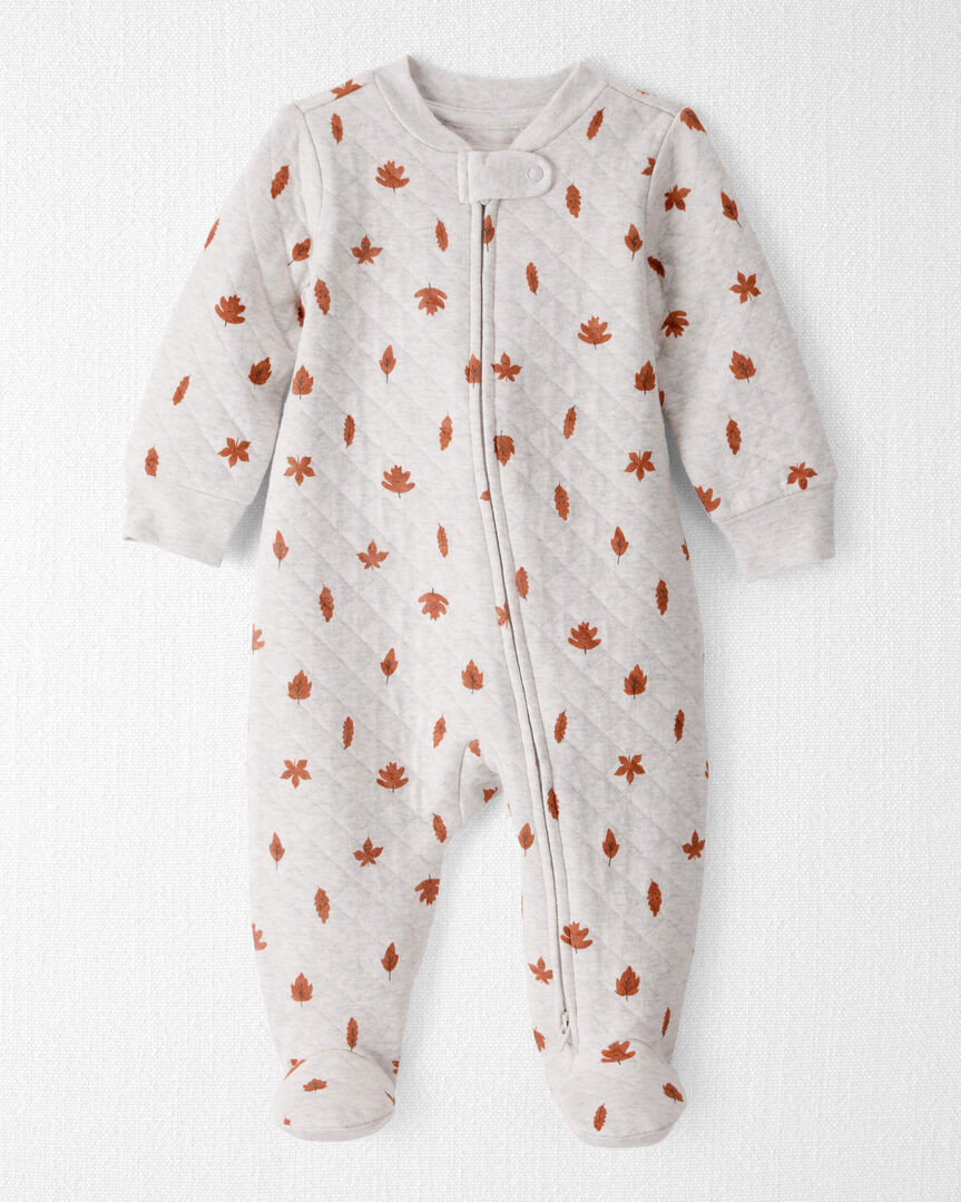 Baby Quilted Sleep & Play Pajamas Made with Organic Cotton in Leaves Print | Carter's Inc