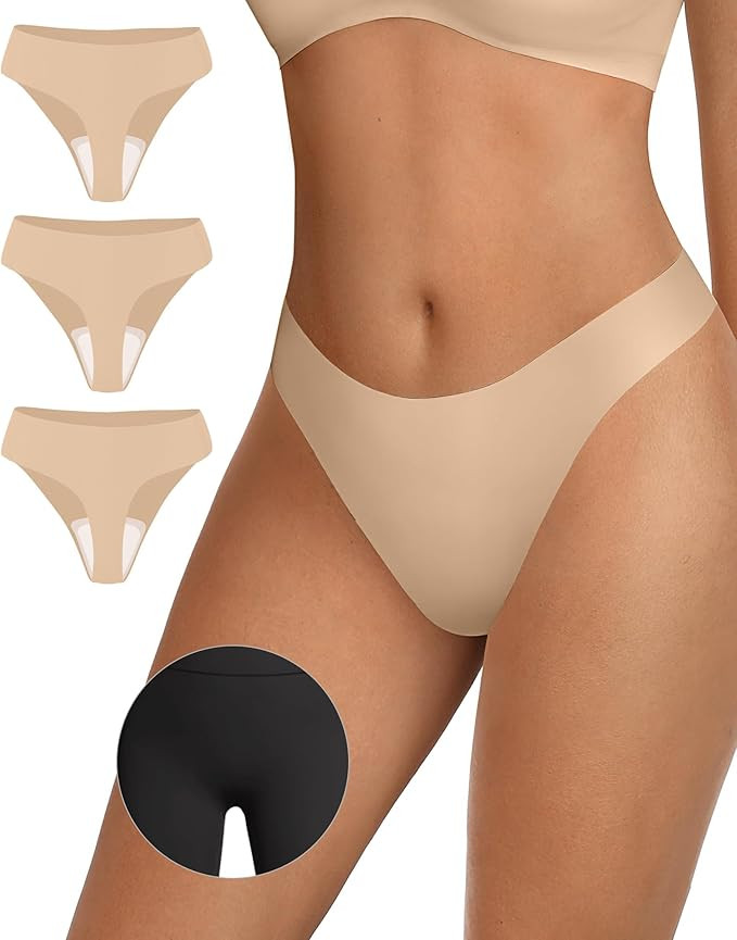 OEAK Seamless Thongs for Women Invisible Thongs No Show Thong Panty Liners Tangas Comfortable Wor... | Amazon (US)